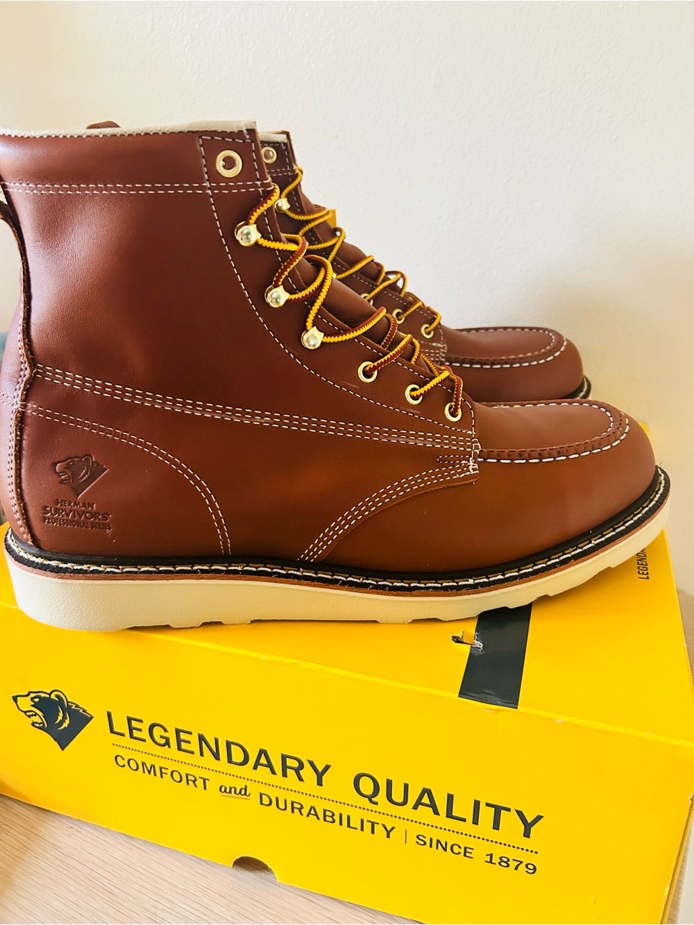 Herman Brown leather Men's Work Boots 13